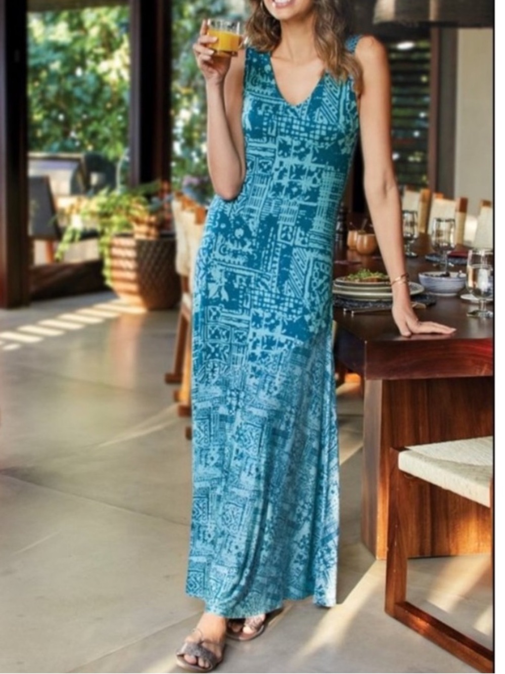 Soft Surroundings Tulum Maxi Dress Deep Teal Size Large